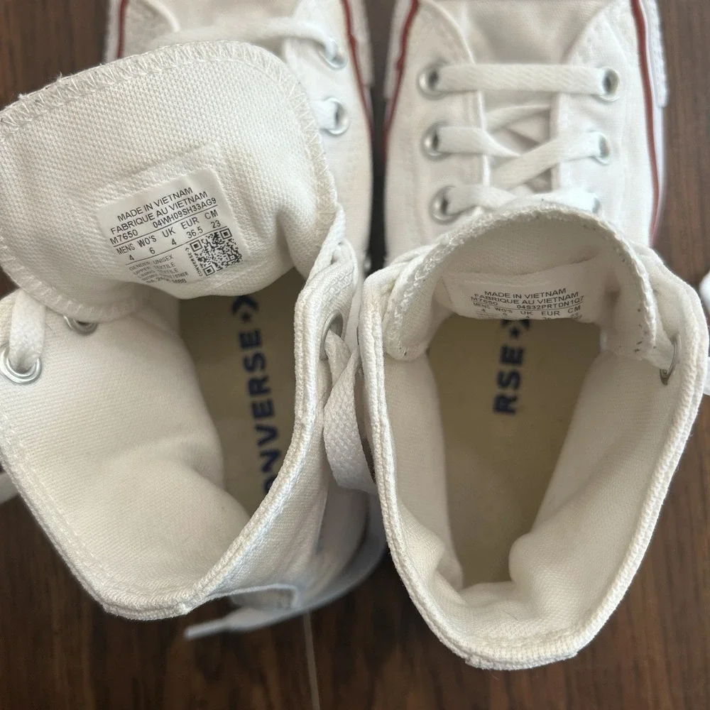 Converse Chuck Taylor All Star High Top White Canvas Sneakers Women's 6 - Picture 5 of 11